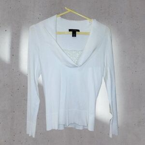 White House Black Market size S White Cowl Neck Light Weight Sweater Cami